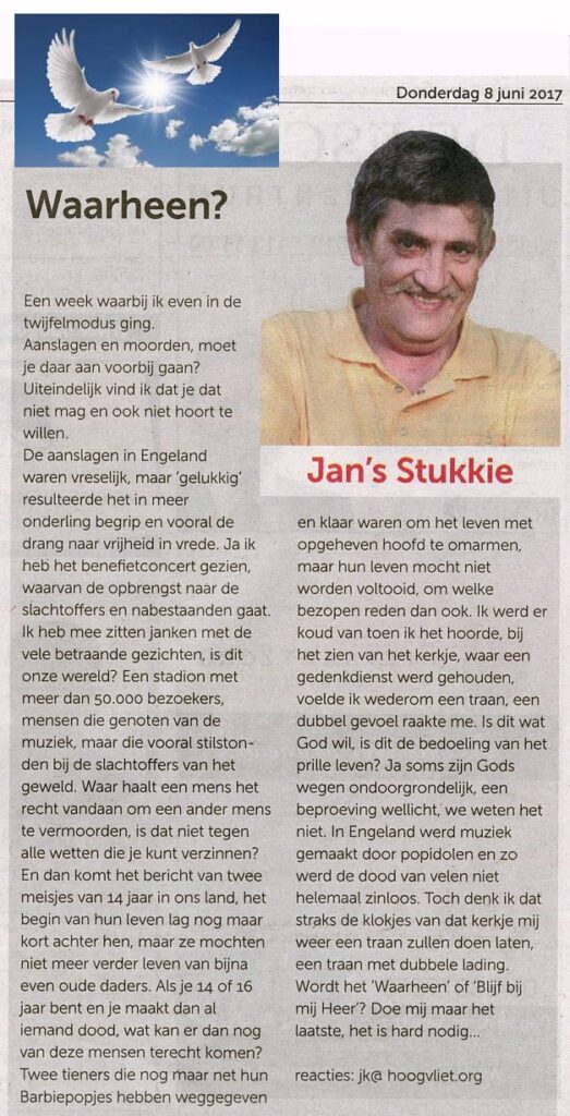 De wekelijkse krantencolumn van Jan